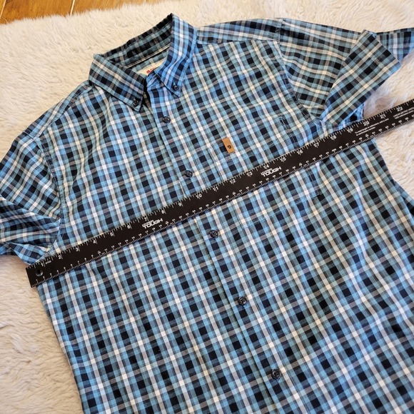 Fjallraven Ovik Shirt Button Up Short Sleeve Men's Small Regular Fit Plaid Blue - Picture 8 of 9